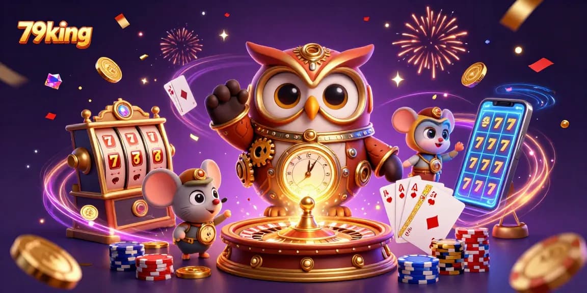 Experience thrilling moments with 79king as the owl and mouse explore vibrant casino games.