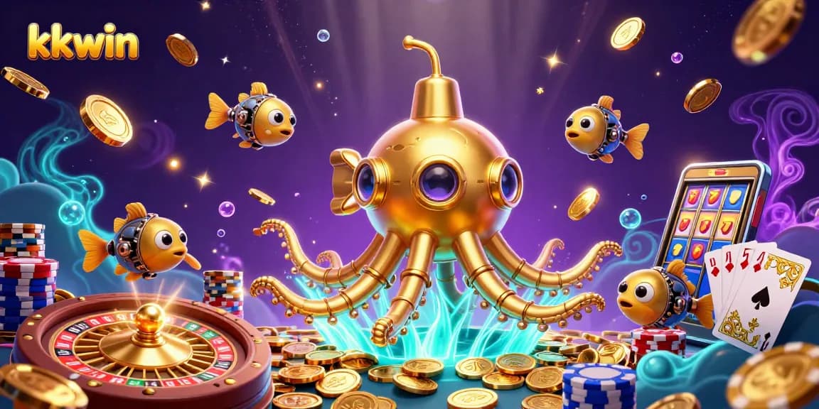 kkwin gameplay scene with golden kraken and dynamic casino elements illustrating excitement