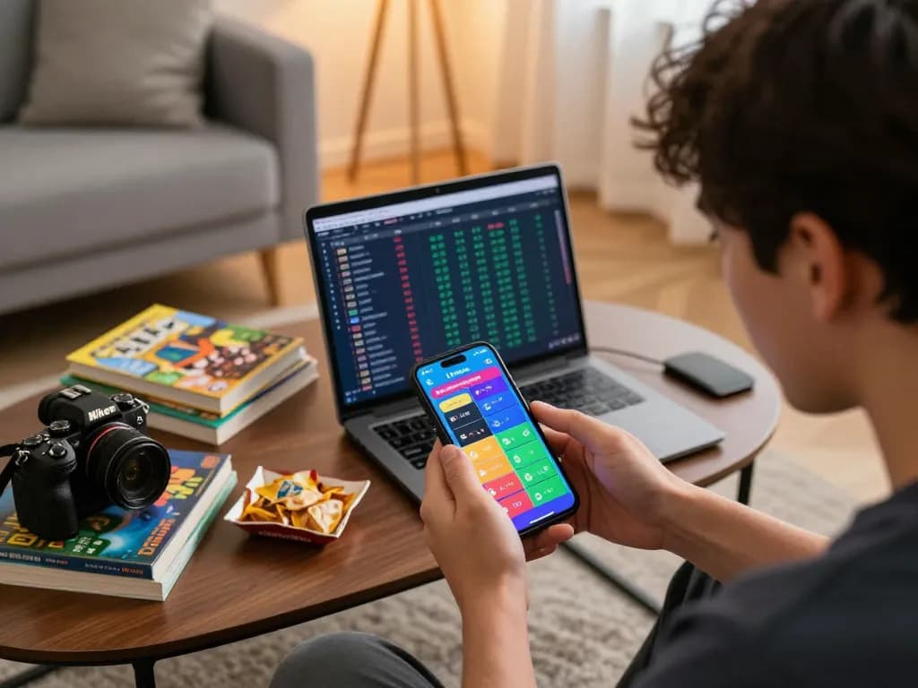 Engaged gameplay with mobile app showcasing đánh đề online betting interface in a cozy home environment.