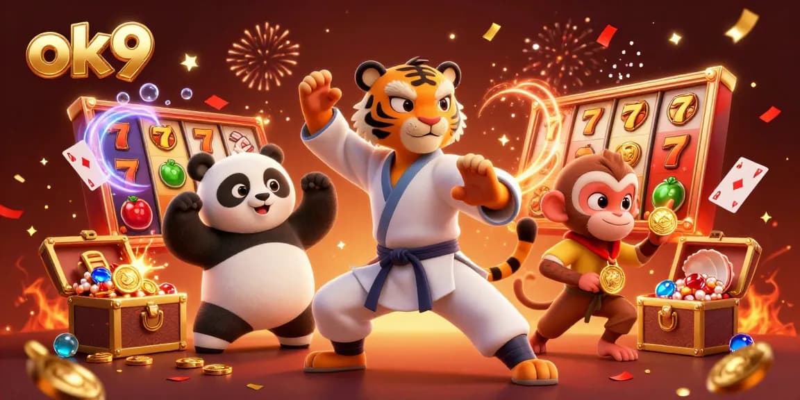 Engage with exciting casino adventures at ok9, featuring vibrant slots and dynamic characters in action.