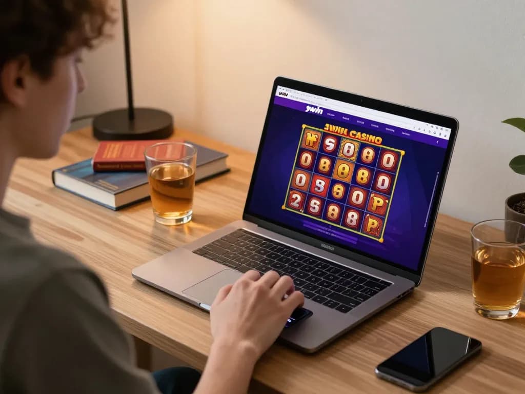 Engaging with the 9win online casino interface from a stylish home setup