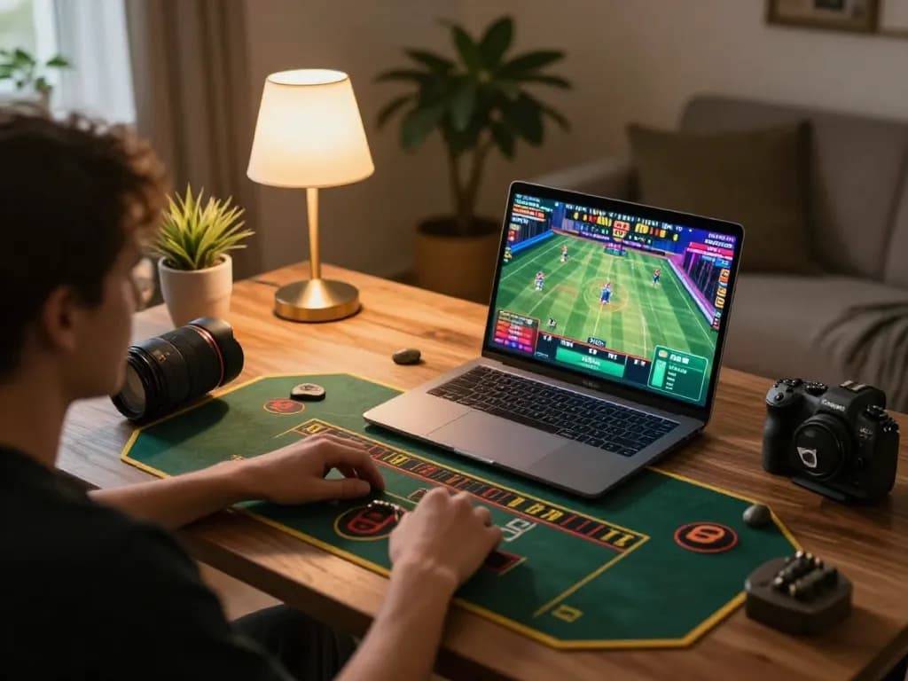 Engaging in live bet on wala 88 while enjoying a cozy home gaming setup.