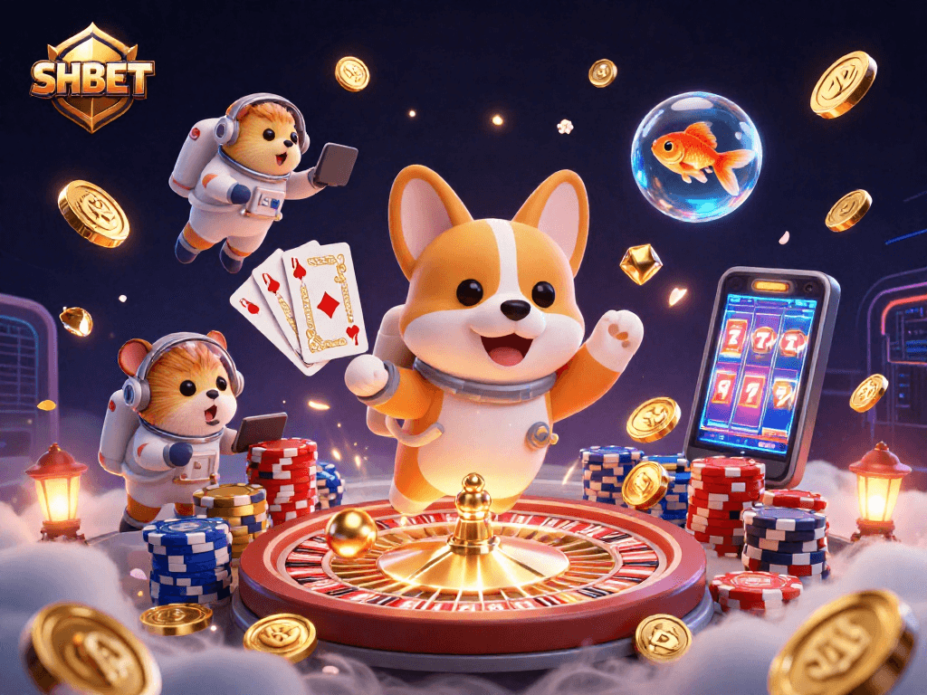 Engage with SHBET's exciting casino universe, featuring vibrant space elements and interactive gameplay.