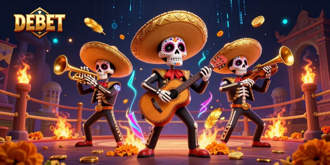 Experience the festive energy of DEBET with a lively mariachi band set in a vibrant casino backdrop.