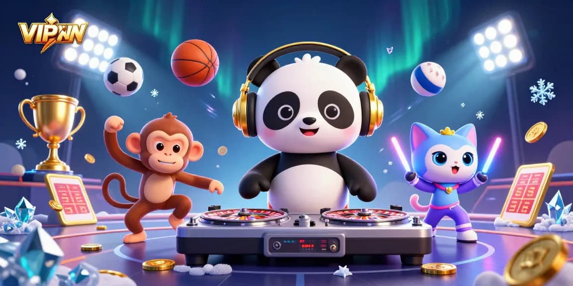 VIPWIN engages players with vibrant 3D characters amidst an electrifying casino scene