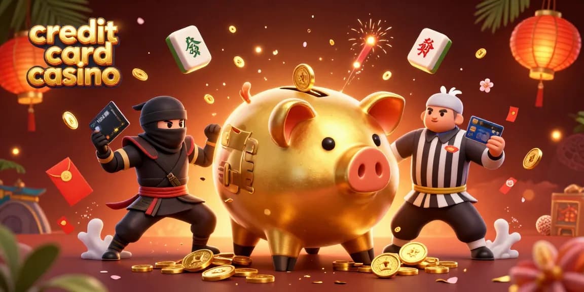 Engage in action with a vibrant credit card casino scene featuring animated characters and dynamic casino elements.