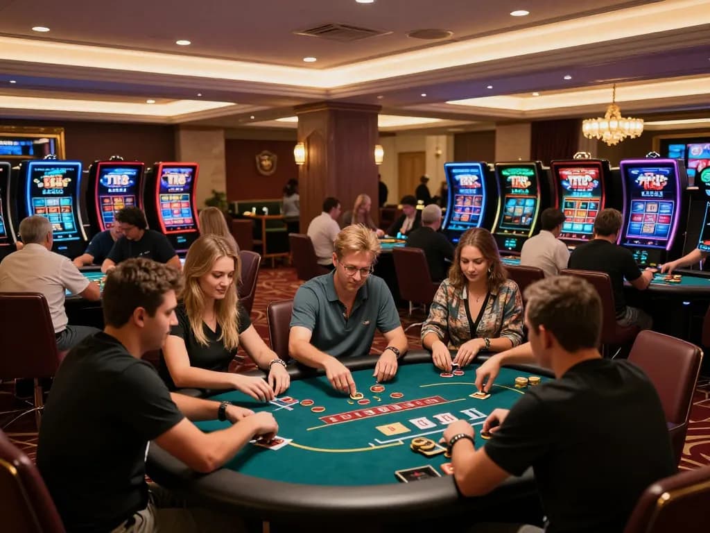 TR88 players engaged in exciting casino games, showcasing vibrant atmosphere and gaming action.