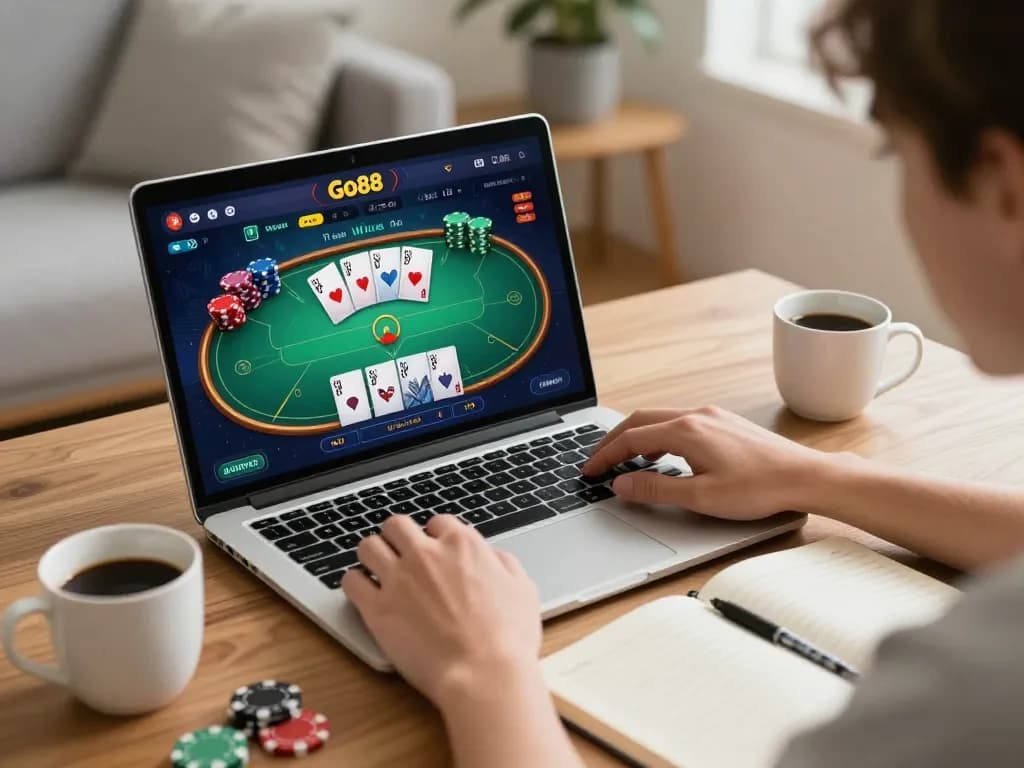 Engaging online gameplay on trang chủ Go88 with vibrant poker interface at home setting