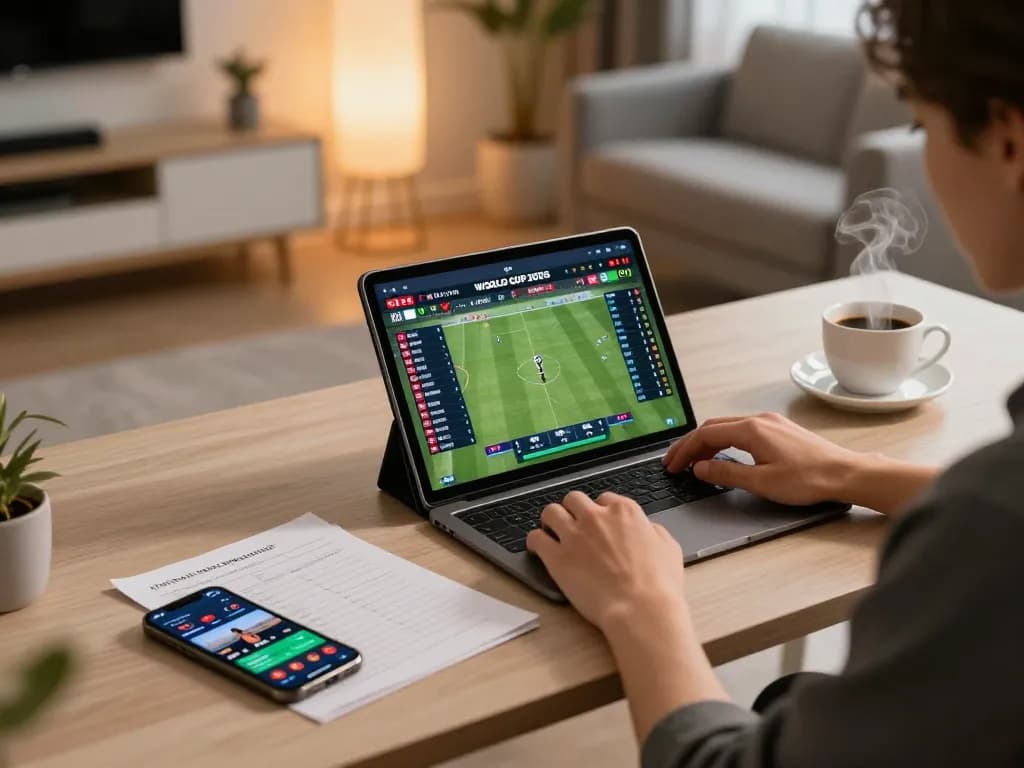 Engaging in online sports betting at keonhacaii88 with live odds displayed on tablet