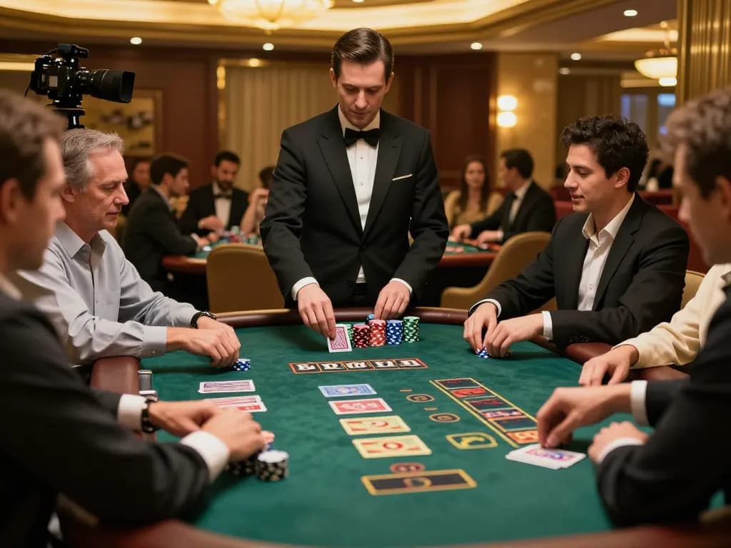 DABET players strategizing bets during an exciting blackjack game at a luxury casino.