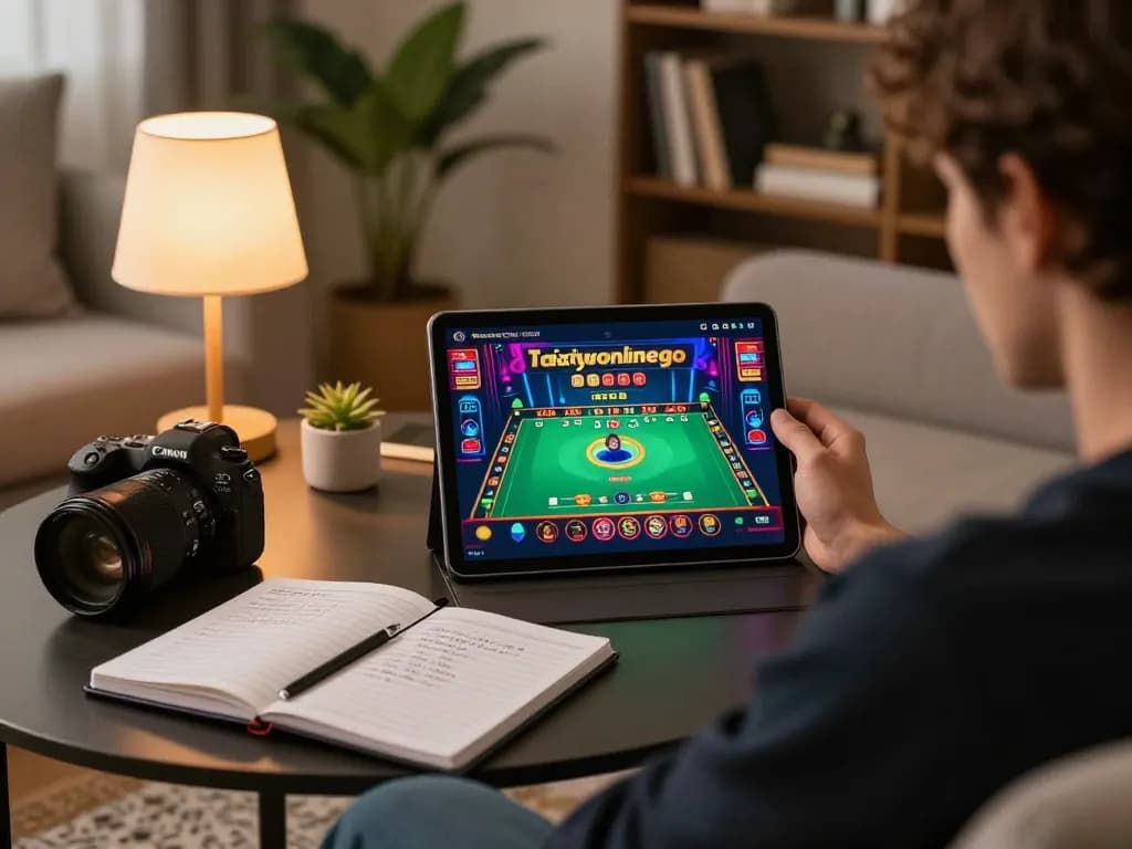 Player engaging with taixiuonlinego's live dealer game on a tablet, showcasing modern online gambling.