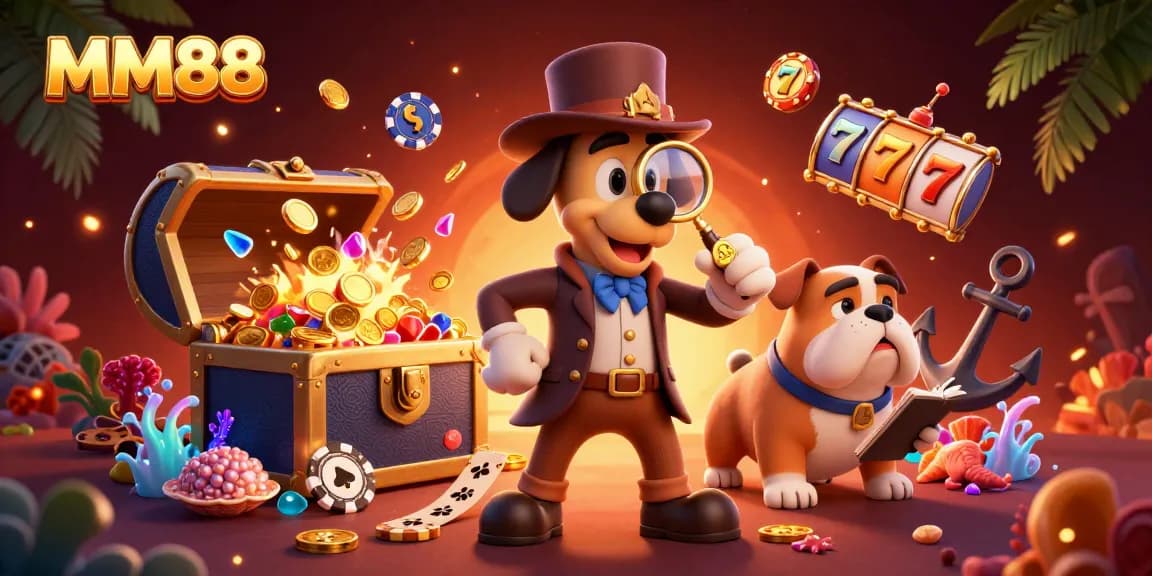 Experience MM88's exciting slot games with a detective's treasure hunt in vibrant 3D!