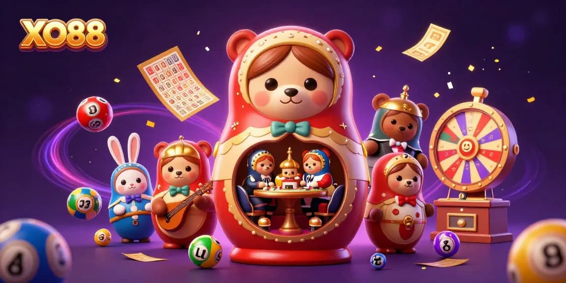 Experience thrilling gameplay with XO88 featuring casino dealer bears and dynamic lottery elements.
