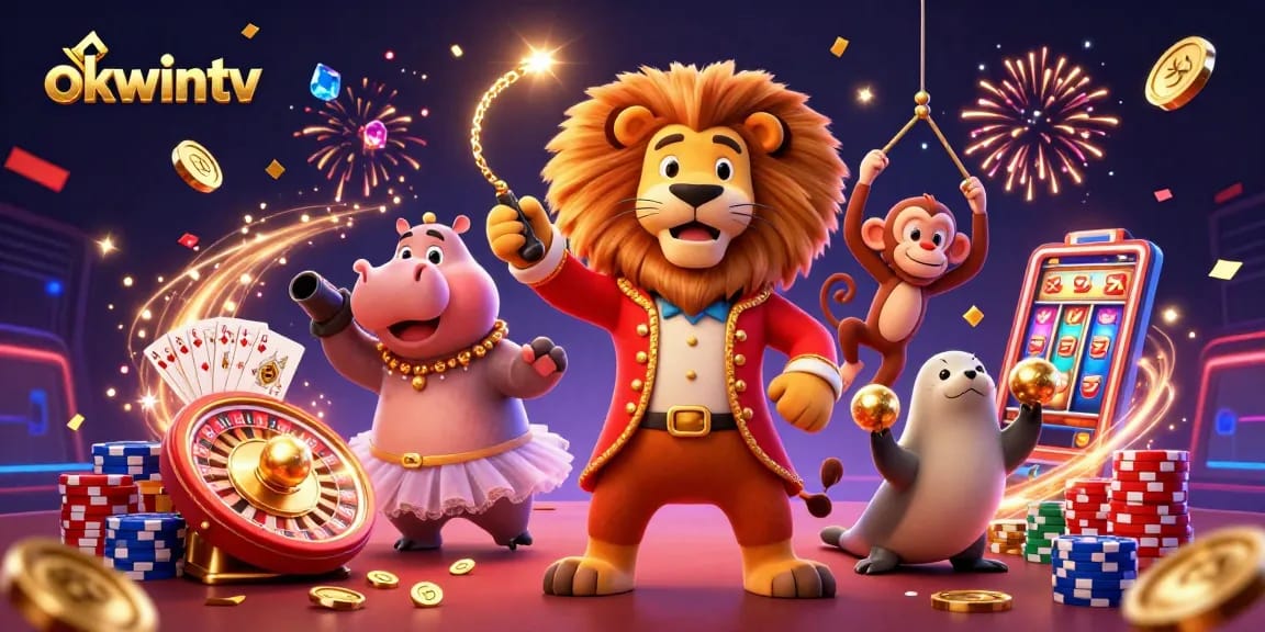 Engage in thrilling азартные игры at okwintv, featuring vibrant casino characters and dynamic game elements.