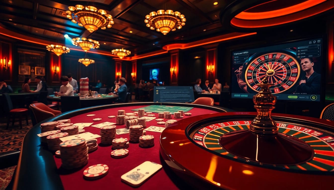 The hidden wiki reveals the thrilling atmosphere of a luxurious casino with active poker and roulette games.