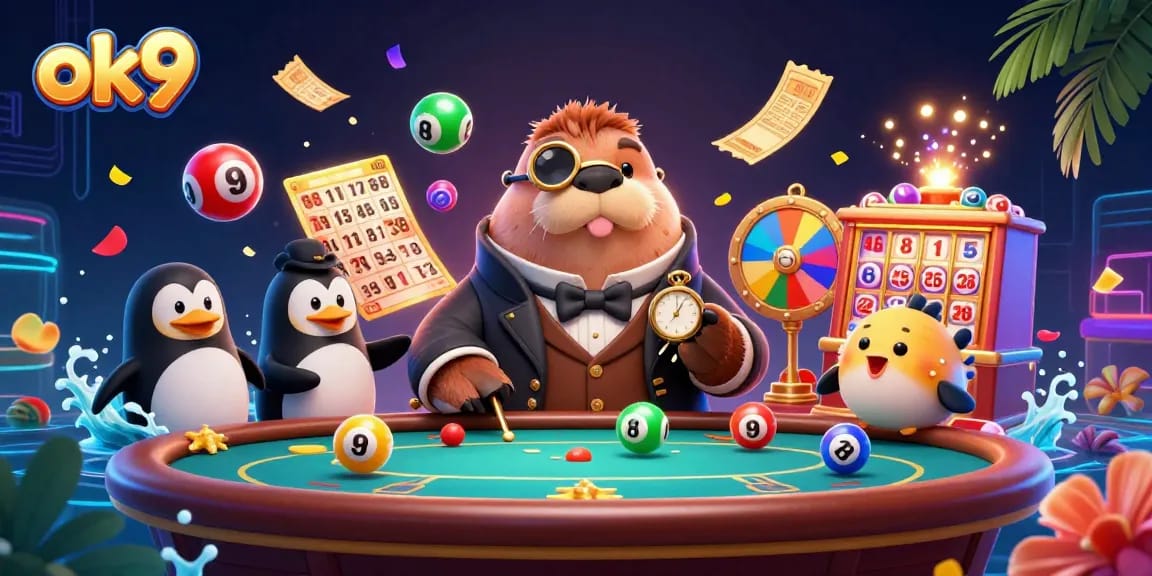 Experience thrilling gameplay with ok9, featuring an underwater poker scene with animated elements.