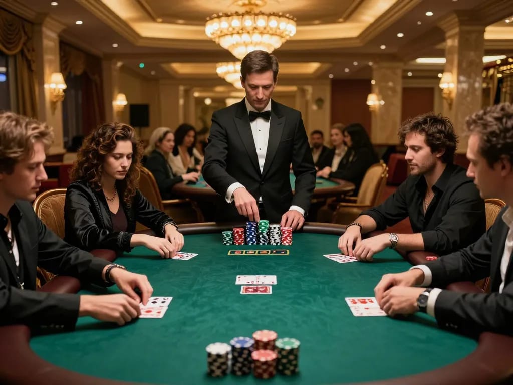 Players engaged in high-stakes poker game at XXGG casino, showcasing intense strategy and excitement