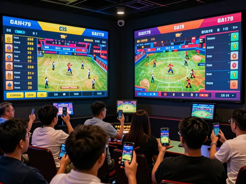 Exciting digital betting environment showcasing live cockfighting matches at GA179 with vibrant screens and enthusiastic fans.