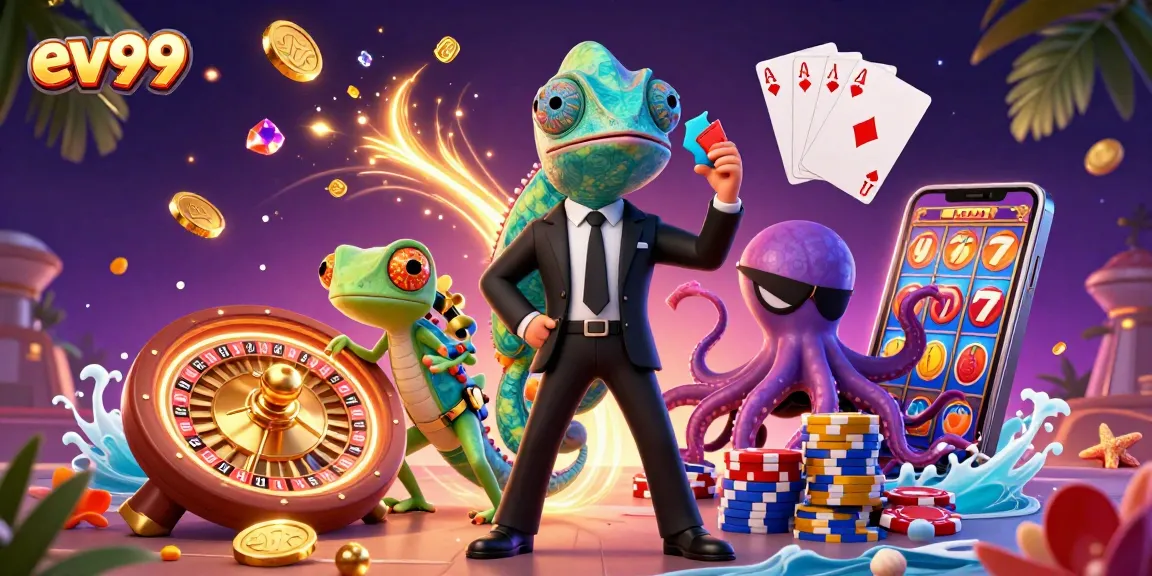 Win big with ev99 treasures in this vibrant casino scene featuring exciting jackpots