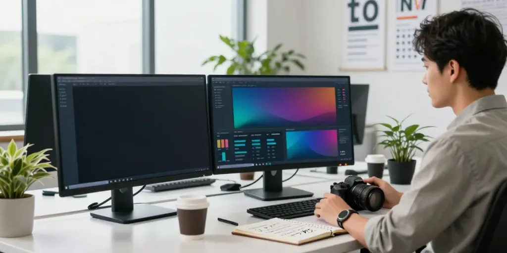 Marketer analyzing instant indexing SEO strategies at a modern workspace.