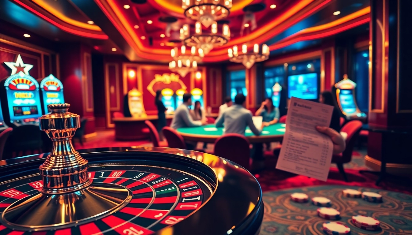 Experience the excitement of gambling at https://kjc365.com/ with vibrant casino visuals showcasing roulette and poker.