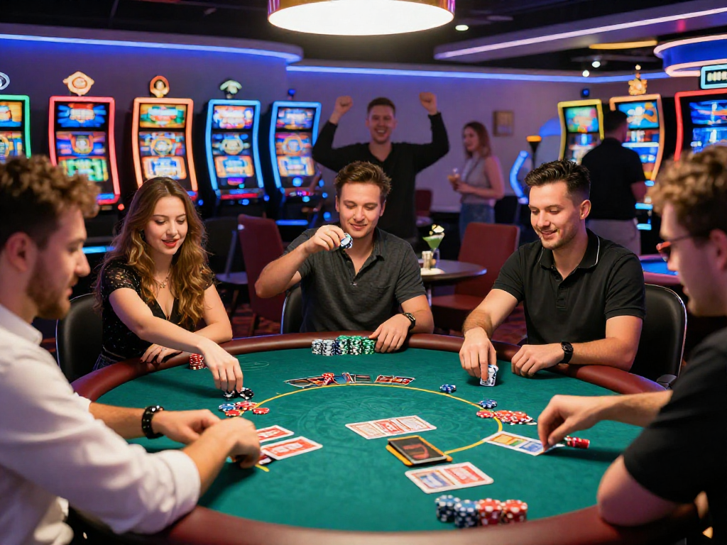 Players enjoying vibrant gaming at non-UK casinos showcased on https://ghsc.co.uk, capturing the excitement.