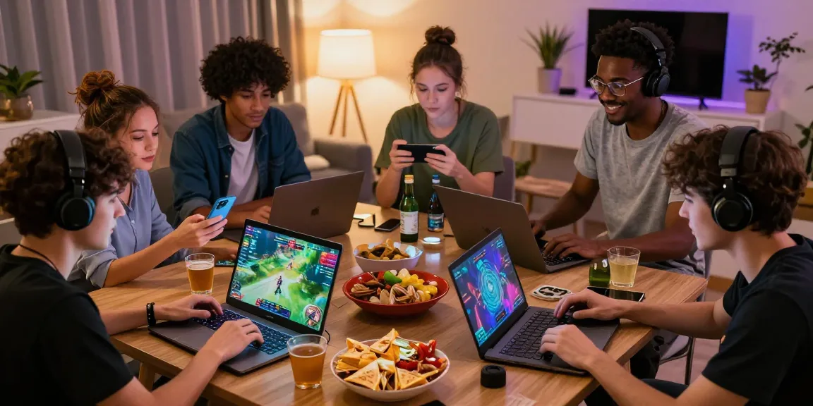 Exciting online gaming atmosphere with friends enjoying game đổi thưởng uy tín in a cozy living room.