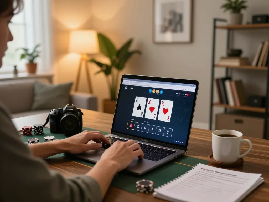 A person engaged in online gaming at home, highlighting the responsible gambling approach of nhacaiuytinn.