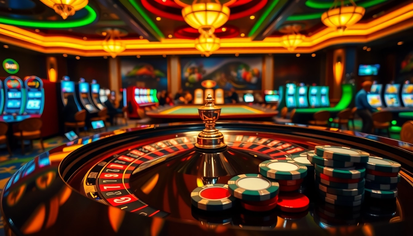 Join the excitement at DV88 with players enjoying roulette and poker in a vibrant casino atmosphere.