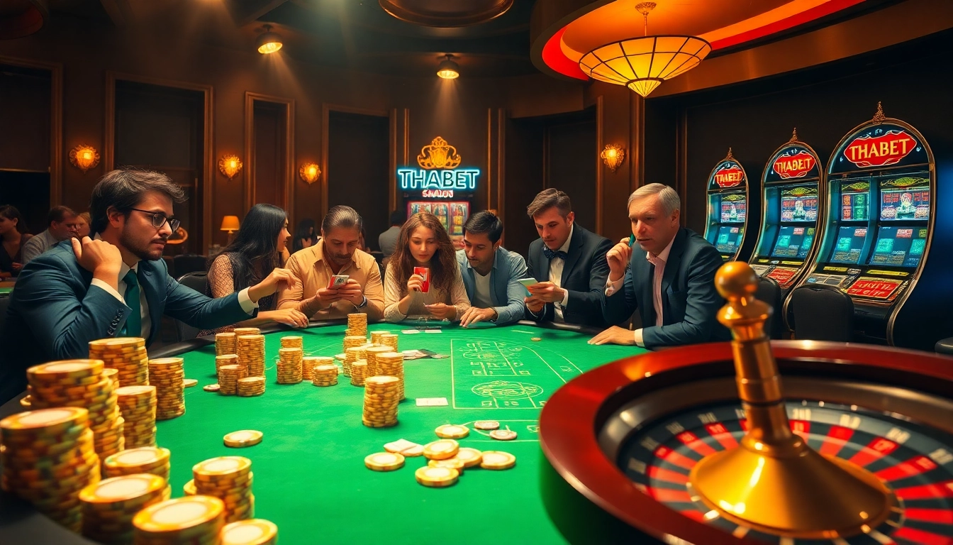 Experience the thrill of gaming at https://thabet.baby/ with captivating casino scenes showcasing excitement.