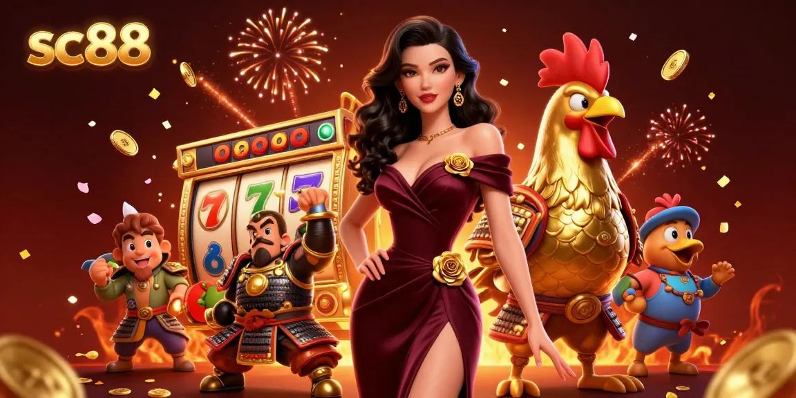 Experience thrilling gameplay with sc88 in this vibrant 3D casino scene filled with jackpots and lucky symbols.