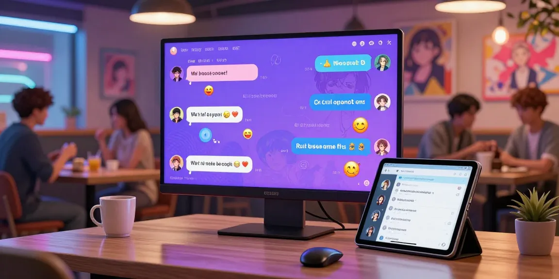 Engaging ecchi chat AI interactions in vibrant virtual café setting with anime characters.