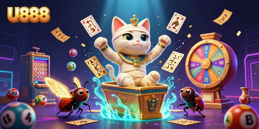 Engage in exciting gameplay with U888 featuring a vibrant casino scene and dynamic game elements.