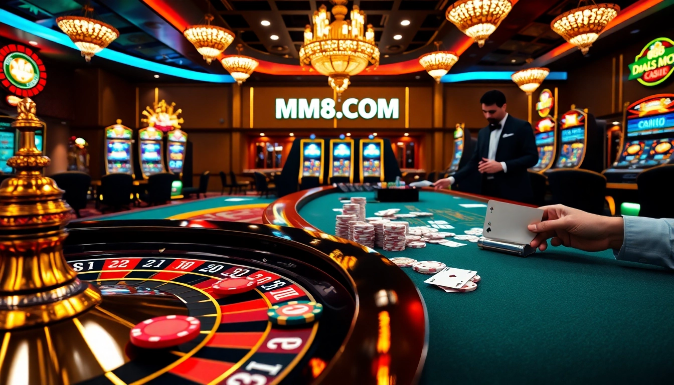 Experience high-stakes gambling excitement at MM88.COM with vibrant casino elements.