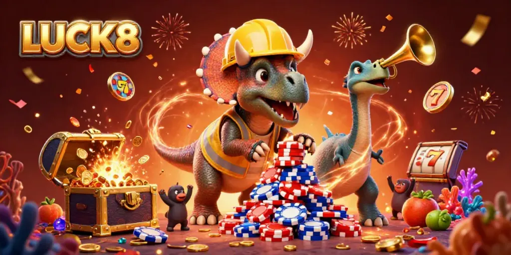 Celebrate wins and excitement at LUCK8 with engaging games and vibrant visuals.
