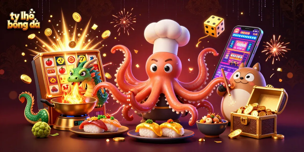 Engage in thrilling sports betting with tỷ lệ bóng đá visuals showcasing dynamic characters and casino elements.