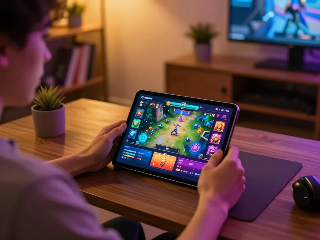 Engage with a cổng game uy tín through mobile gambling gameplay on a tablet with vibrant graphics