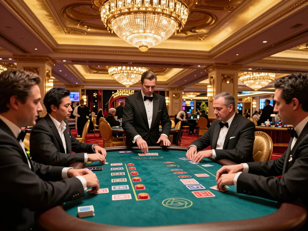 Ev88 baccarat table scene showing players engaging in high-stakes gameplay in an upscale casino