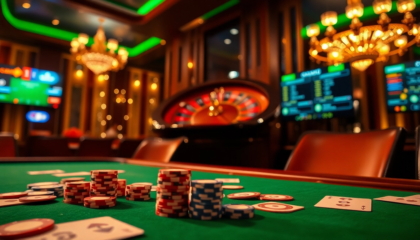 Players engage with exciting games and promotions at https://xx88.promo/ casino, showcasing vibrant poker chips and roulette.