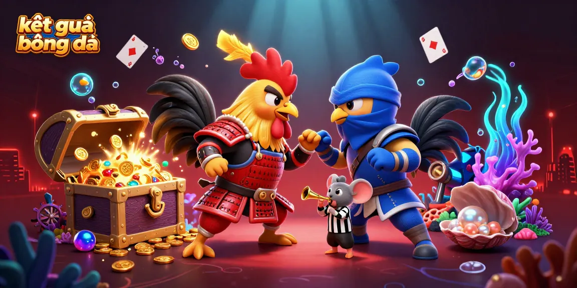 Experience real-time kết quả bóng đá with a dynamic scene featuring roosters in combat, symbolizing the thrilling sports betting atmosphere.
