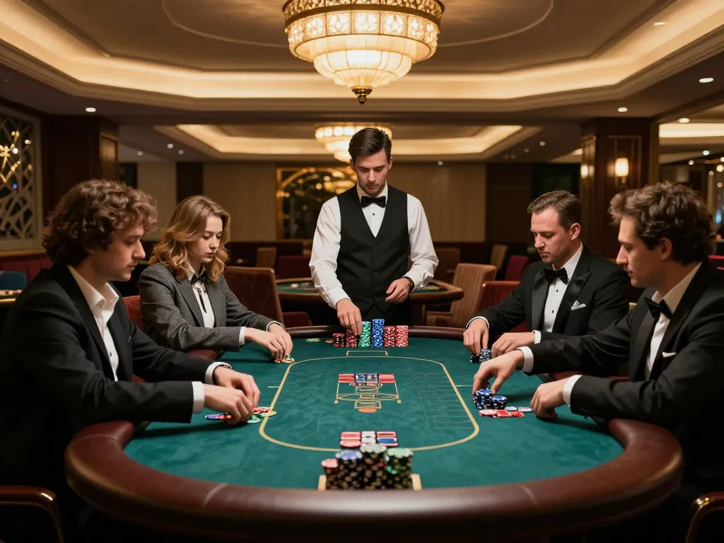 Players engaging in high-stakes poker at a luxurious TR88SEO casino VIP area