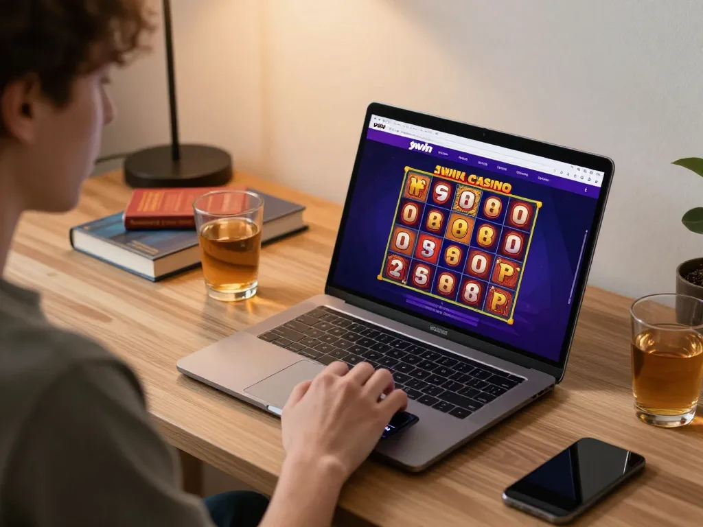 Engaging with the 9win online casino interface from a stylish home setup