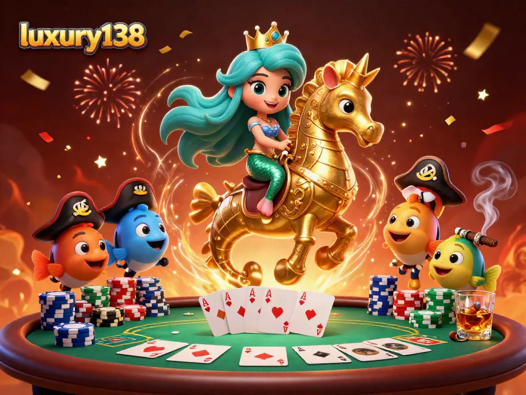 Engage with luxury138's vibrant online gaming world featuring dynamic poker elements and enchanting characters.