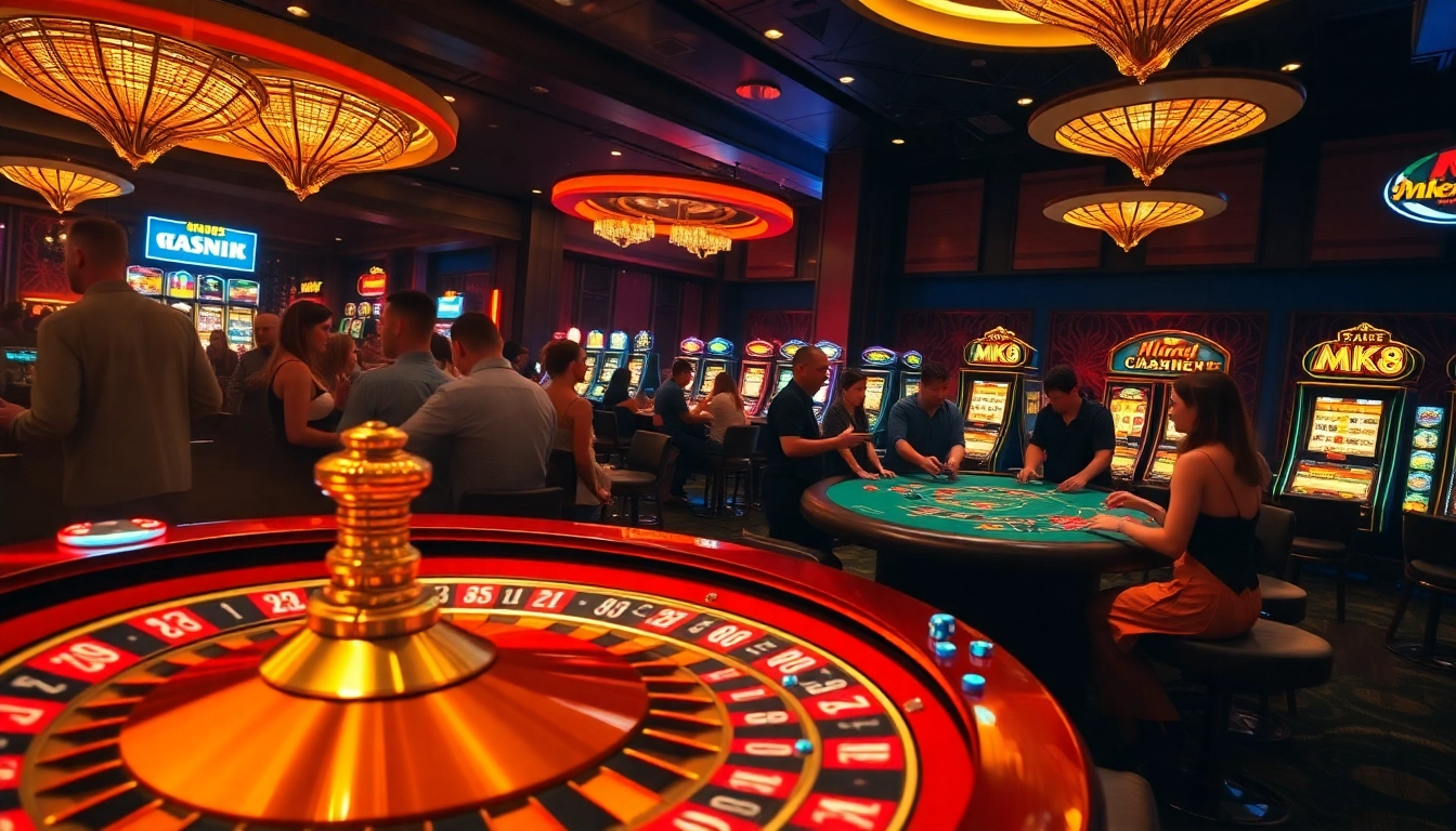 Experience the thrill of MK8 gaming with vibrant casino tables and lively players in action.
