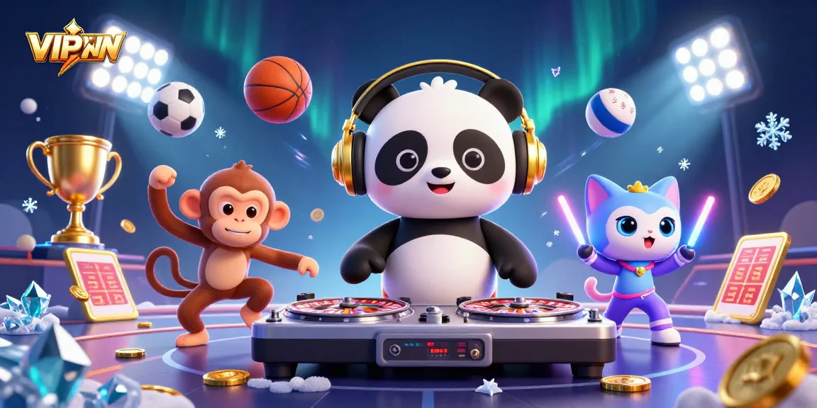 VIPWIN engages players with vibrant 3D characters amidst an electrifying casino scene