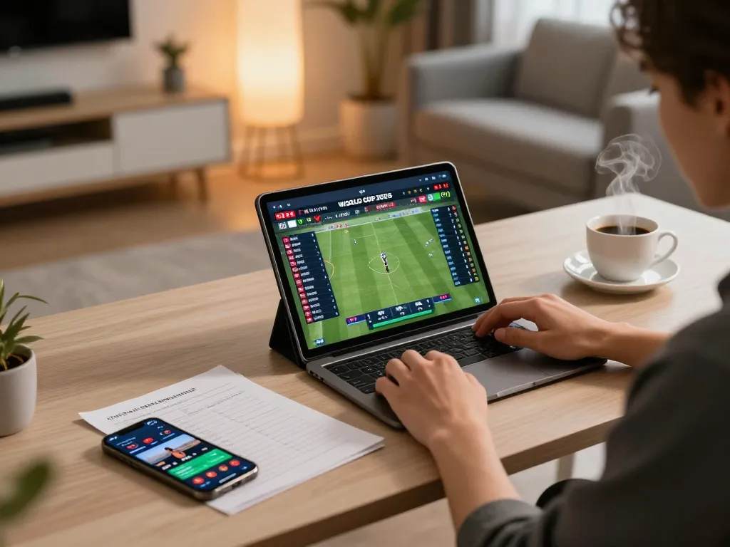 Engaging in online sports betting at keonhacaii88 with live odds displayed on tablet