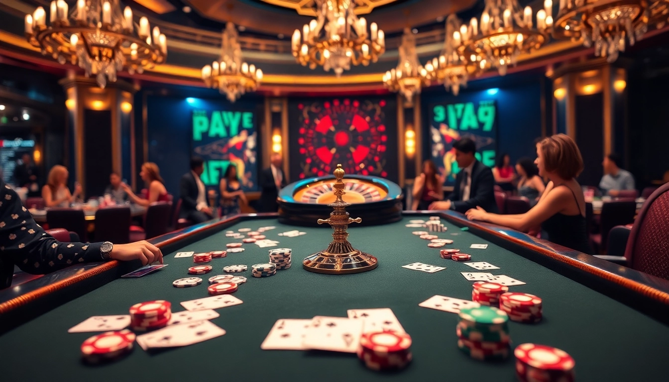 Experience the thrill of gambling at nhà cái fun79 with an exciting poker table setup and vibrant roulette.
