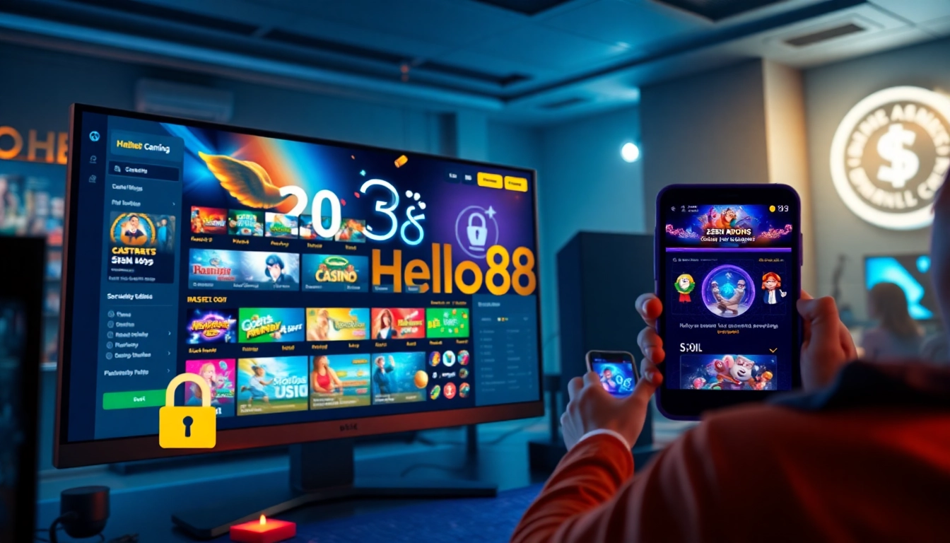 Hello88win.live online gaming platform interface with casino games and security features.